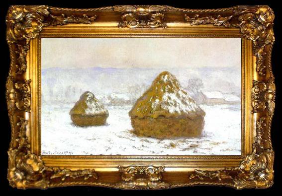 framed  Claude Monet Grainstack, White Frost Effect, ta009-2