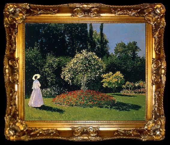 framed  Claude Monet Jeanne-Marguerite Lecadre in the Garden Sainte-Adresse, ta009-2