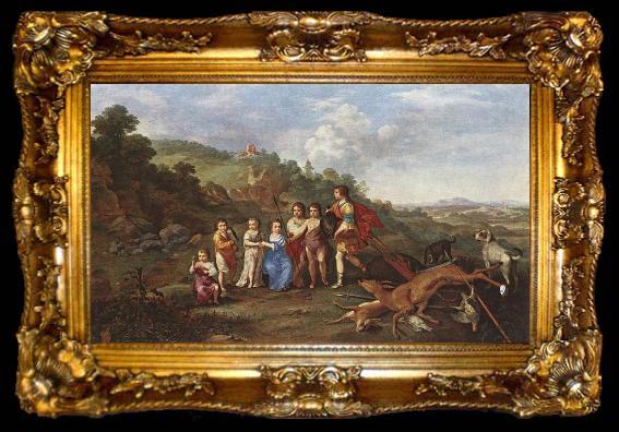 framed  Cornelis van Poelenburch Children of Frederick V Prince Elector of Pfalz and King of Bohemia, ta009-2