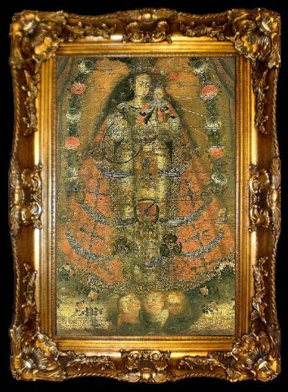 framed  Cuzco School Our Lady of Conception, Child Jesus and Angels, ta009-2