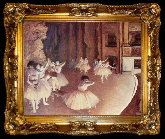 framed  Edgar Degas Generalprobe des Balletts auf der Buhne, ta009-2