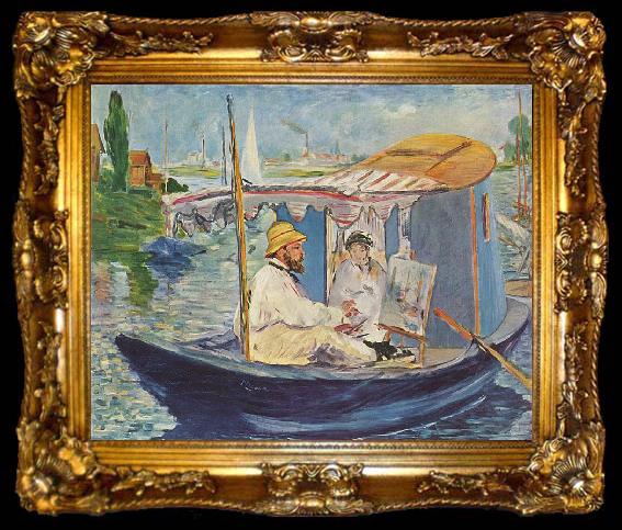 framed  Edouard Manet Claude Monet in seinem Atelier, ta009-2