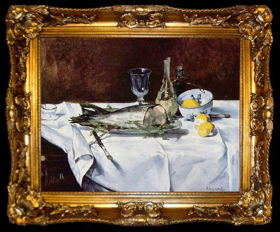 framed  Edouard Manet Stilleben mit Lachs, ta009-2