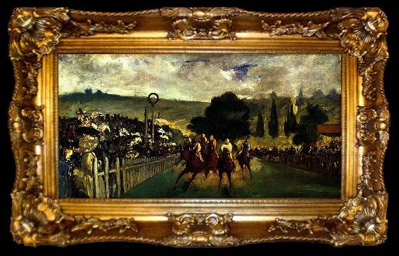 framed  Edouard Manet Rennen in Longchamp, ta009-2