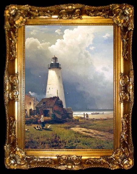 framed  Edward Moran Sandy Hook Lighthouse, ta009-2