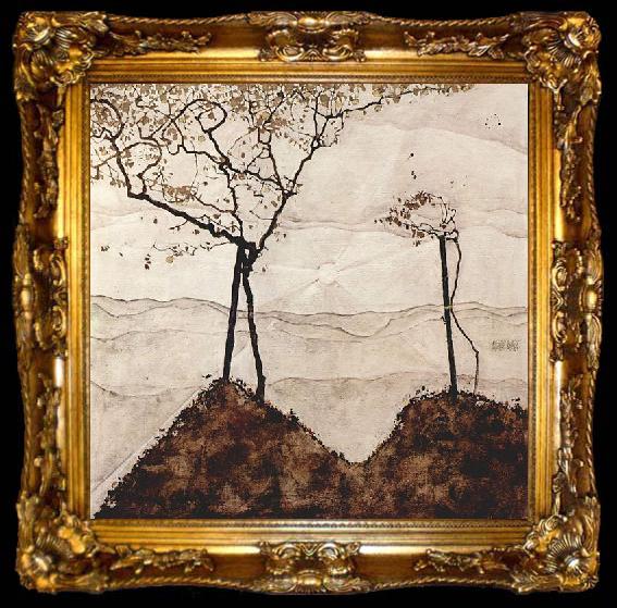framed  Egon Schiele Herbstsonne und Baume, ta009-2