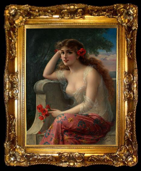 framed  Emile Vernon Girl with a Poppy, ta009-2