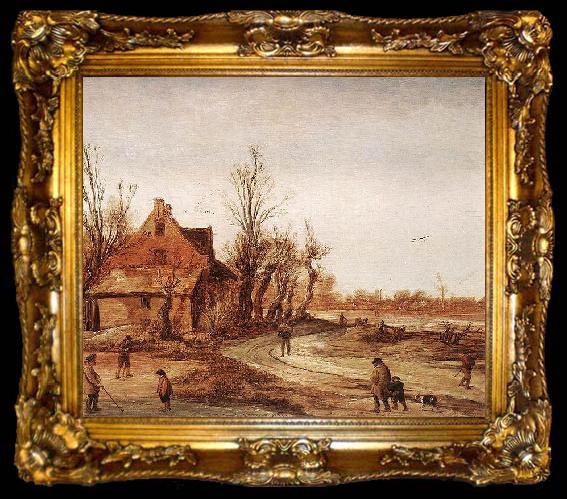 framed  Esaias Van de Velde Winter Landscape, ta009-2