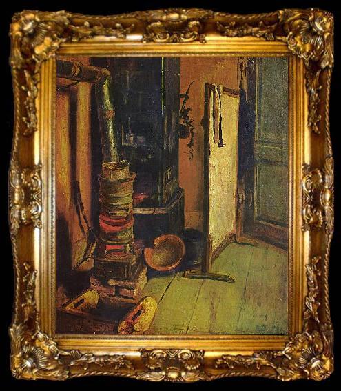 framed  Eugene Delacroix Eine Ecke des Ateliers, ta009-2
