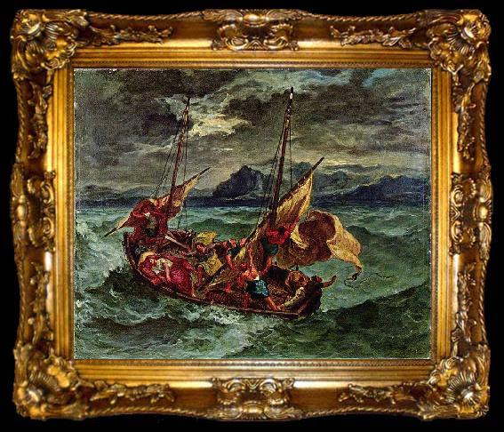 framed  Eugene Delacroix Christus auf dem See Genezareth, ta009-2