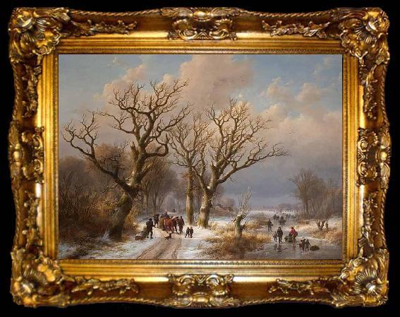 framed  Eugene Verboeckhoven Winter Landscape with Horse, ta009-2
