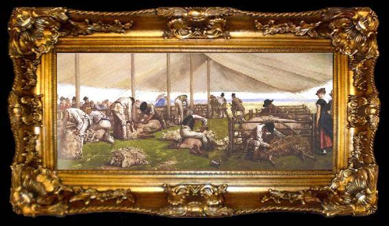 framed  Eyre Crowe A Sheep-Shearing Match, ta009-2