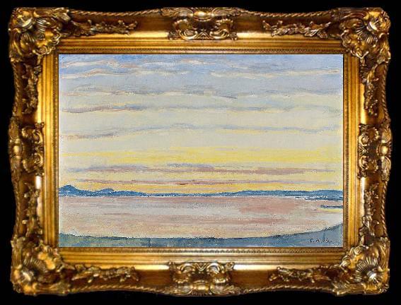 framed  Ferdinand Hodler Sonnenuntergang am Genfersee, ta009-2