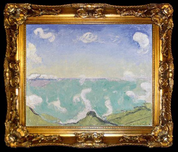 framed  Ferdinand Hodler Landschaft bei Caux mit aufsteigenden Wolken, ta009-2