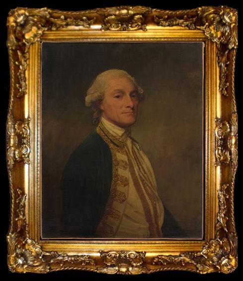 framed  George Romney Painting Admiral Sir Chaloner Ogle, ta009-2