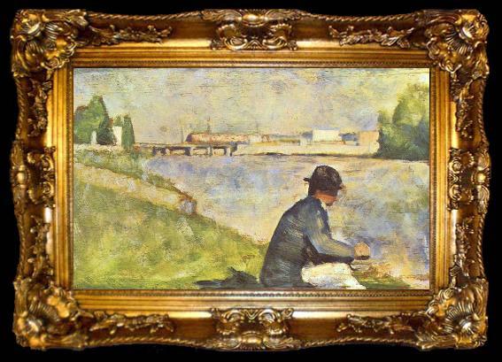 framed  Georges Seurat Sitzender Mann, ta009-2