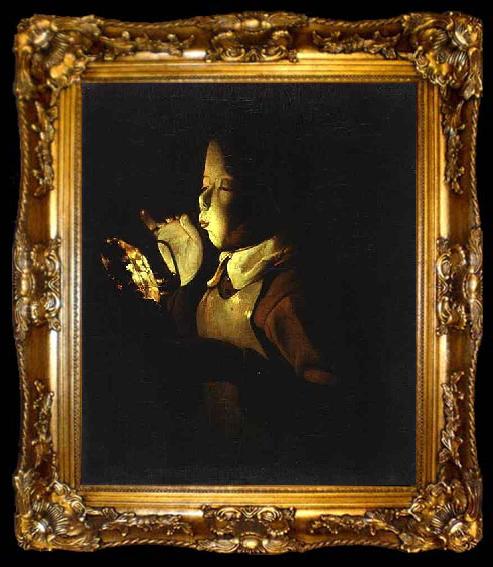framed  Georges de La Tour Boy Blowing at Lamp, ta009-2