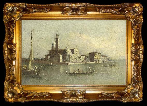 framed  Giacomo Guardi View of the Isola di San Michele in Venice, ta009-2