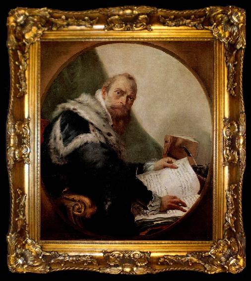 framed  Giovanni Battista Tiepolo Portrat des Antonio Riccobono, Fragment, ta009-2