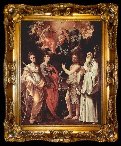 framed  Guido Reni Marienkronung mit Hl. Katharina von Alexandrien, Hl. Johannes Evangelist, Hl. Johannes der Taufer, Hl. Romuald von Camaldoli, ta009-2