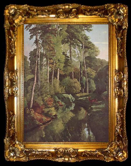 framed  Gustave Courbet Waldbach mit Rehen, ta009-2