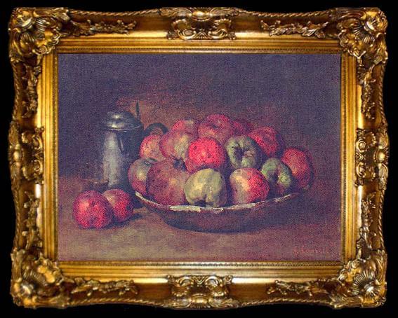 framed  Gustave Courbet Still Life with Apples and a Pomegranate, ta009-2