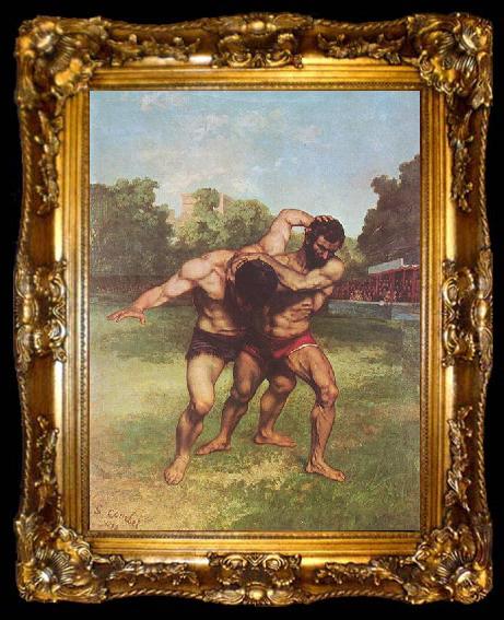 framed  Gustave Courbet Ringkampfer, ta009-2