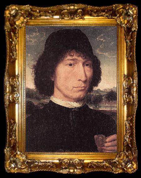 framed  Hans Memling Portrait of a Man with a Roman Coin, ta009-2