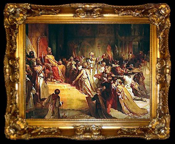framed  Henri Decaisne Baldwin of Flanders is crowned Latin Emperor of Constantinople, ta009-2