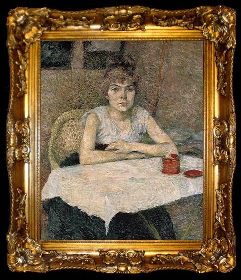 framed  Henri de toulouse-lautrec Young woman at a table, ta009-2