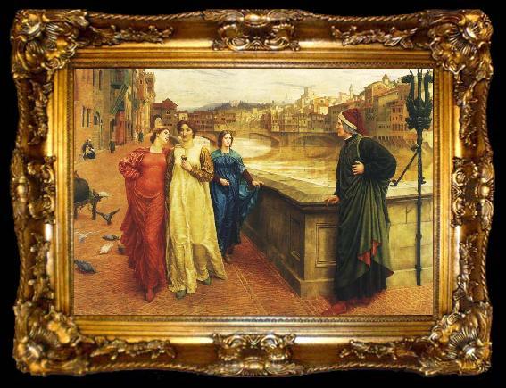 framed  Henry Holiday Dante meets Beatrice at Ponte Santa Trinita, ta009-2