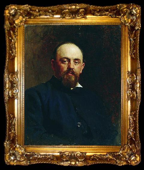 framed  Ilya Repin Portrait of railroad tycoon and patron of the arts Savva Ivanovich Mamontov., ta009-2