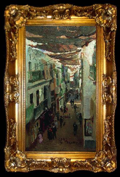 framed  Ilya Repin Street of the Snakes in Seville, ta009-2