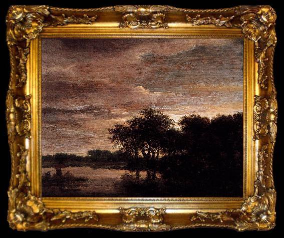 framed  Jacob Isaacksz. van Ruisdael Woodland Scene with Lake, ta009-2