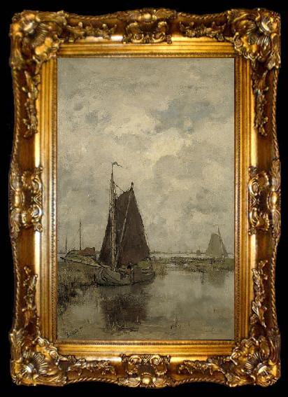 framed  Jacob Maris Gray day with ships, ta009-2