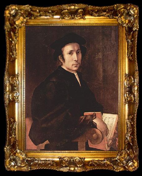 framed  Jacopo Pontormo Portrat eines Musikers, ta009-2
