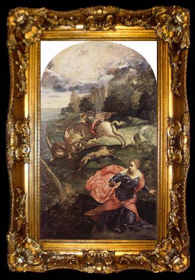 framed  Jacopo Tintoretto Der Hl. Georg und der Drachen, ta009-2