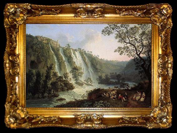 framed  Jakob Philipp Hackert Villa of Maecenas and Waterfalls in Tivoli, ta009-2