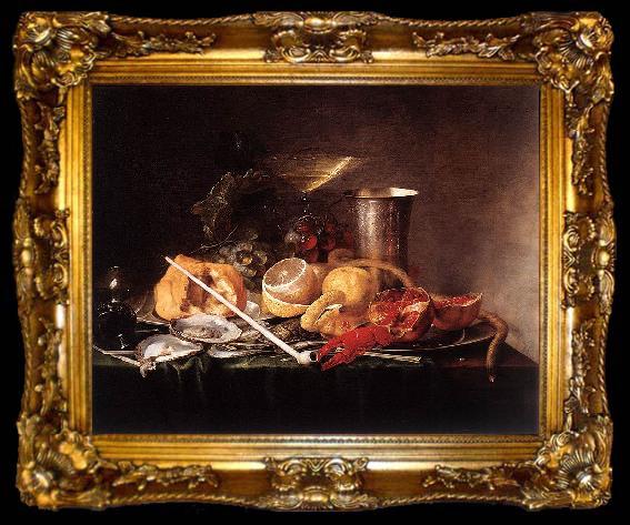 framed  Jan Davidsz. de Heem Still-Life, Breakfast with Champaign Glass and Pipe, ta009-2