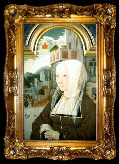 framed  Jan Mostaert Portrait of a unknown woman, ta009-2