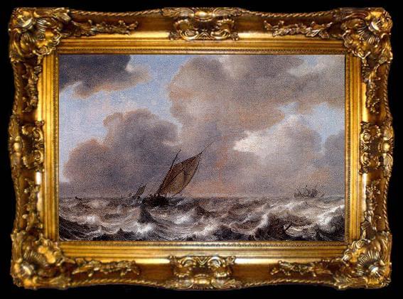 framed  Jan Porcellis Vessels in a Strong Wind, ta009-2