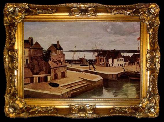 framed  Jean-Baptiste Camille Corot Honfleur, maisons sur Le quais, ta009-2