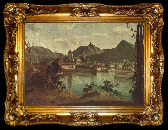 framed  Jean-Baptiste Camille Corot Stadt und See von Como, ta009-2