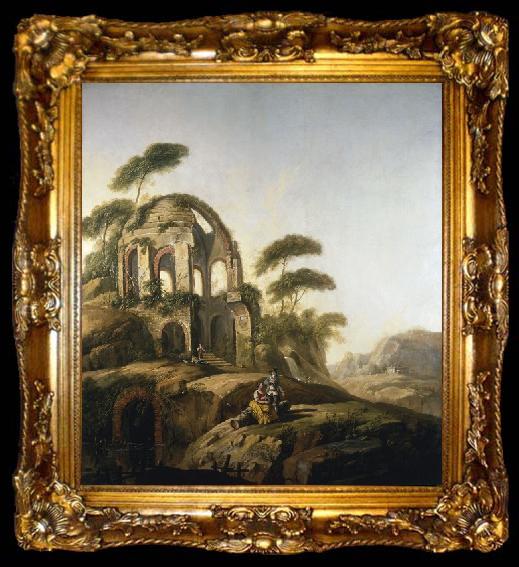 framed  Jean-Baptiste Pillement Temple of Minerva Medica in Rome., ta009-2