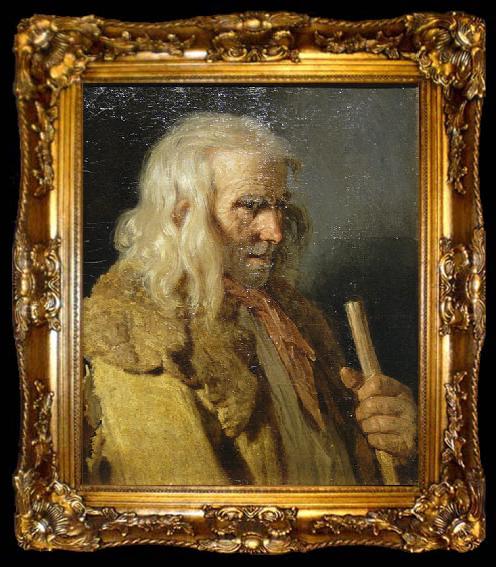 framed  Jean-Jacques Monanteuil Portrait of a Breton Peasant, ta009-2