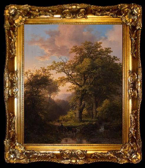 framed  Johann Bernhard Klombeck A Forest Scene, ta009-2