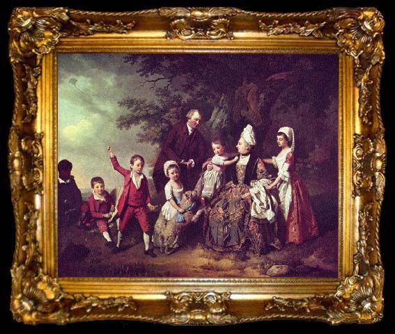 framed  Johann Zoffany Paisaje con un grupo de familia, ta009-2
