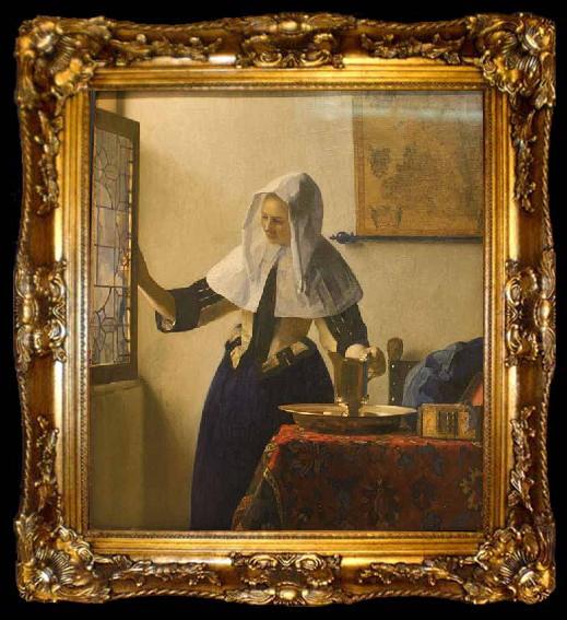 framed  Johannes Vermeer Young Woman with a Water Pitcher, ta009-2