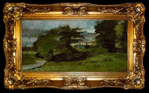 framed  John Constable Landscape with Cottages, ta009-2