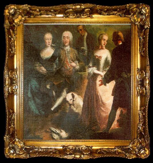 framed  Joseph Esperlin Engagement of Maria Josepha Grafin von Waldburg-Friedberg-Scheer (1731 - 1782) and her cousin, Prince Joseph Wenzel von Furstenberg (1728 - 1783) in 1, ta009-2